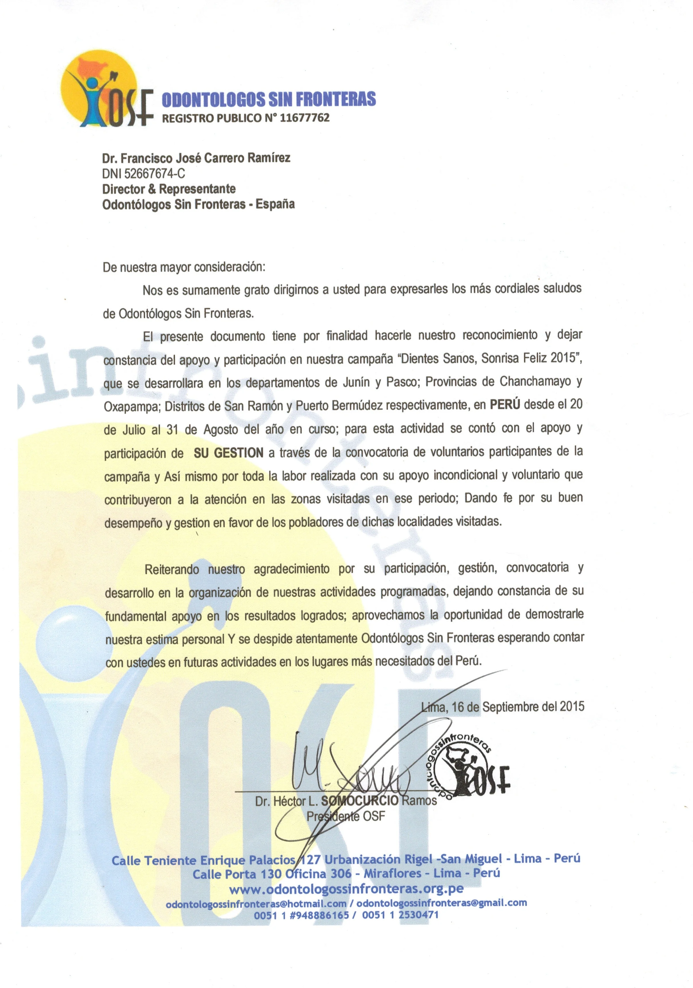 odontología sin fronteras manifiesto