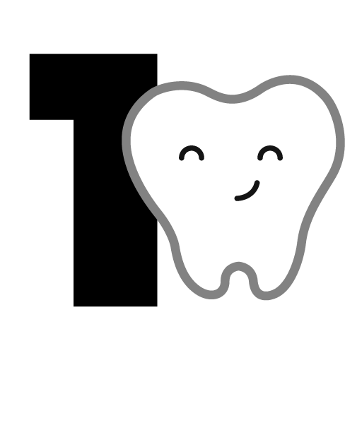 número 1 con dibujo de muela que indica el primer consejo para elegir el mejor dentista
