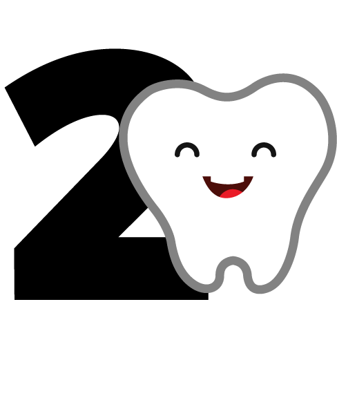 numero dos con dibujo de muela