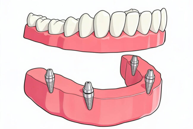 Sobredentadura sobre cuatro implantes con anclajes individuales