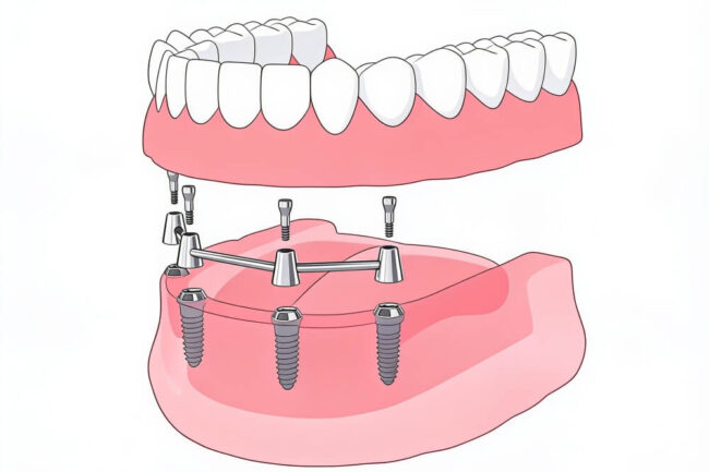 Sobredentadura sobre cuatro implantes con barra